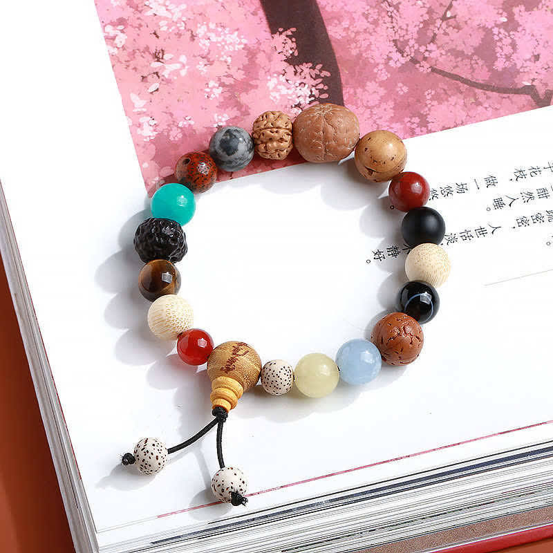 Bracciale Mala da polso Buddha Stones, semi di Bodhi, agata, saggezza e armonia - Image 2