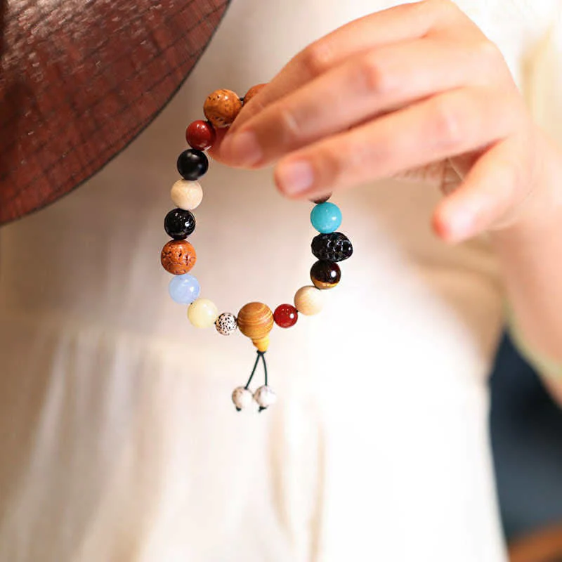 Bracciale Mala da polso Buddha Stones, semi di Bodhi, agata, saggezza e armonia - Image 3