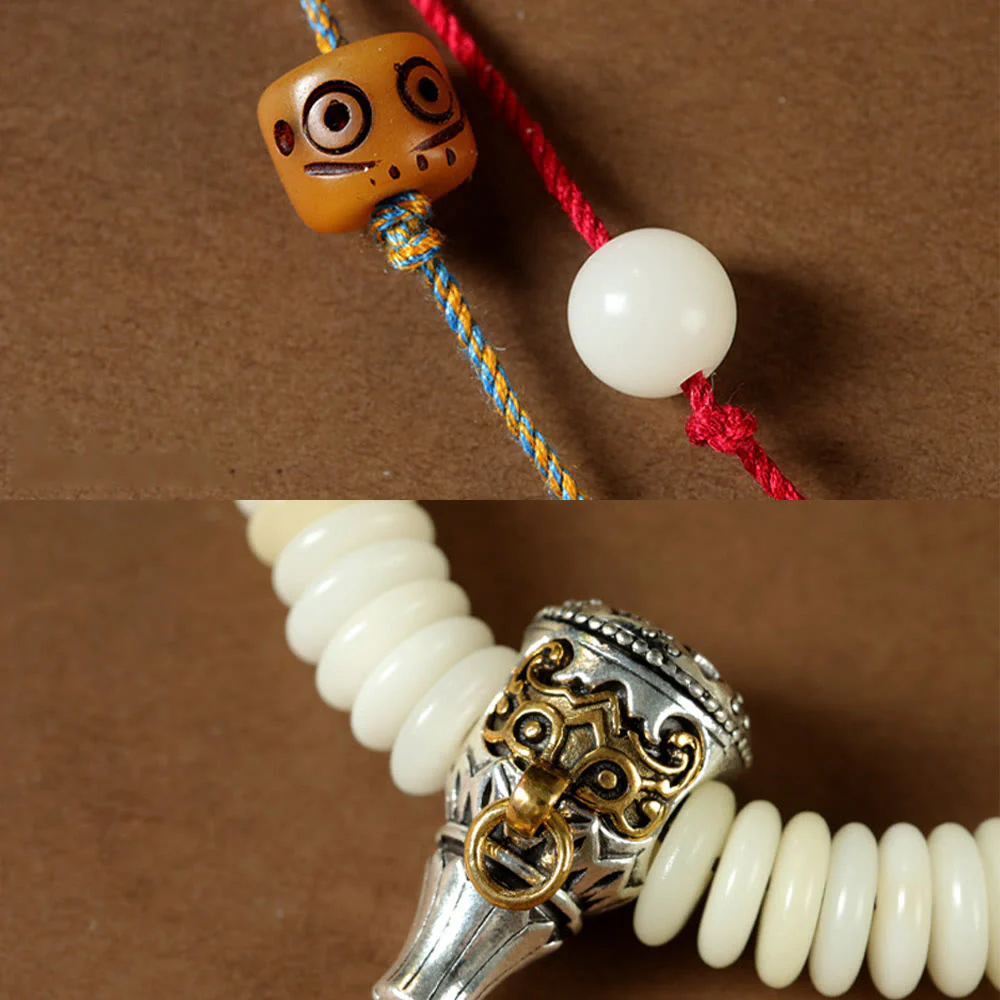 Braccialetto con nappa e semi di Bodhi bianchi naturali, pietra della saggezza Buddha Stones. - Image 12