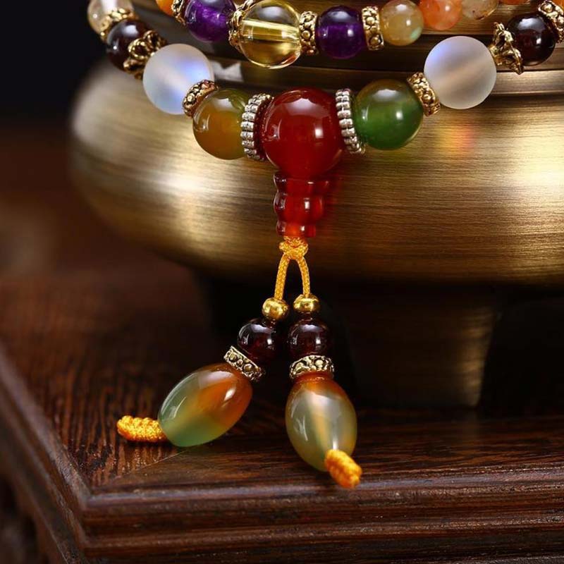 Bracciale Mala di guarigione al quarzo 108 Buddha Stones - Image 4