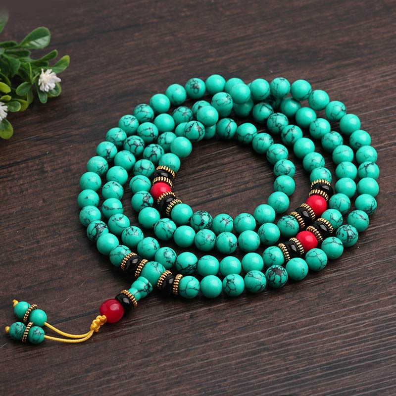 Bracciale Mala di guarigione in turchese tibetano Buddha Stones - Image 9