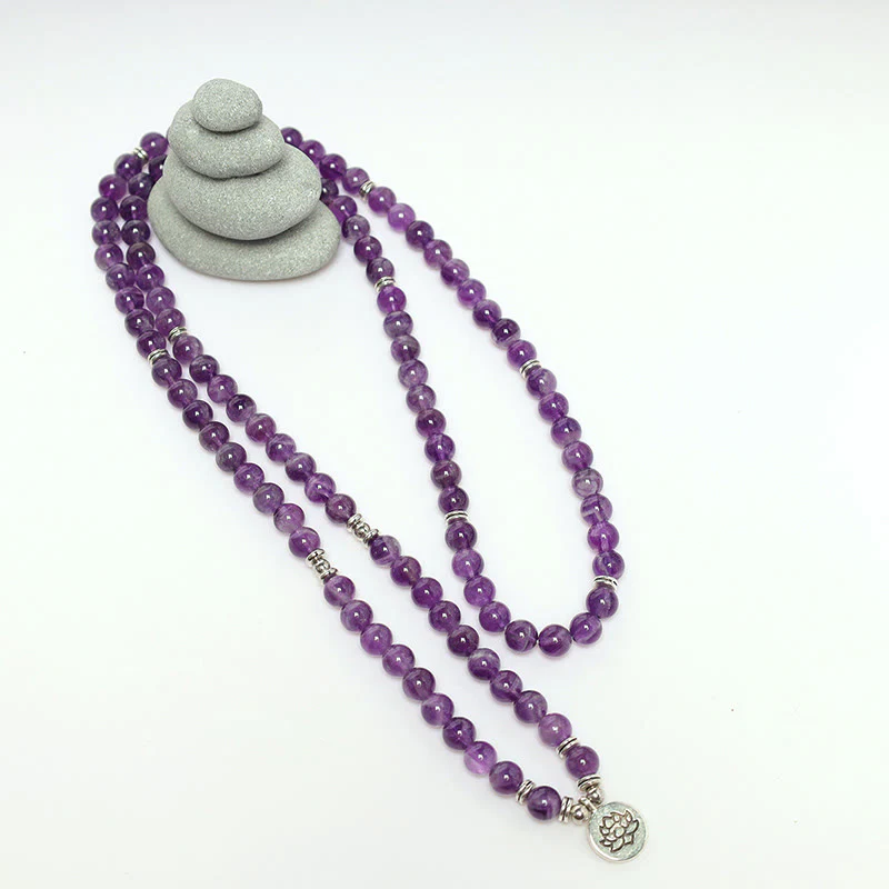 Bracciale Mala di purificazione in ametista naturale Buddha Stones - Image 11