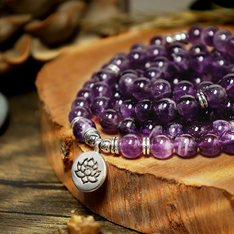 Bracciale Mala di purificazione in ametista naturale Buddha Stones - Image 7