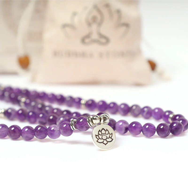 Bracciale Mala di purificazione in ametista naturale Buddha Stones - Image 9