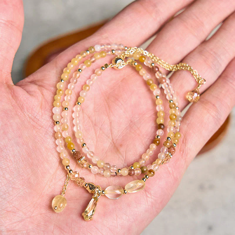 Bracciale multistrato con perline di citrino naturale Buddha Stones Stones Pleasure - Image 4