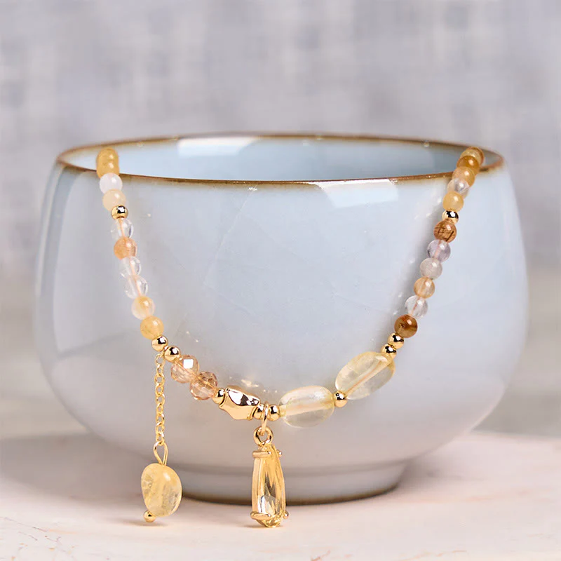 Bracciale multistrato con perline di citrino naturale Buddha Stones Stones Pleasure - Image 5
