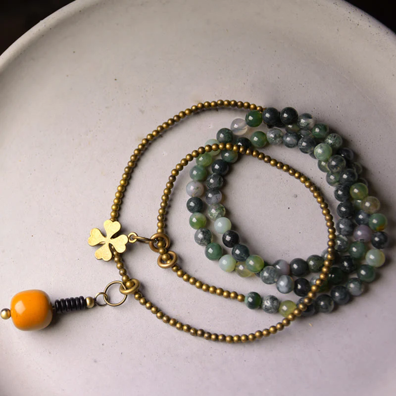 Bracciale multistrato in rame e agata muschiata Buddha Stones Lucky - Image 2