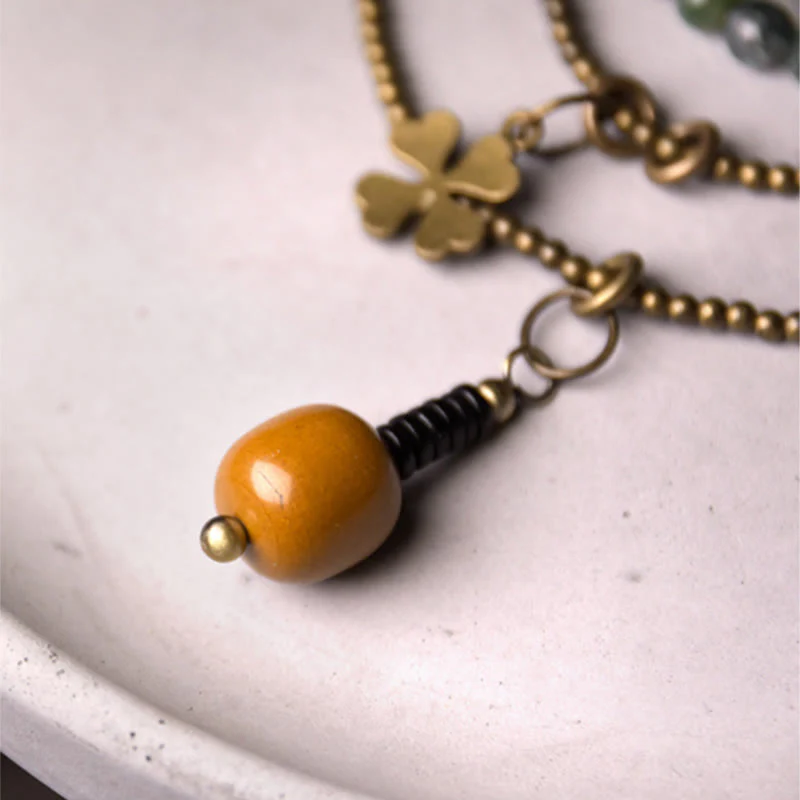 Bracciale multistrato in rame e agata muschiata Buddha Stones Lucky - Image 4