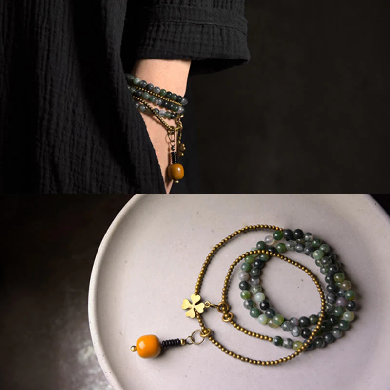 Bracciale multistrato in rame e agata muschiata Buddha Stones Lucky - Image 7
