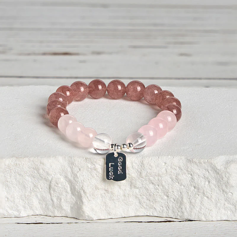 Bracciale portafortuna Buddha Stones, ametista, quarzo rosa e quarzo fragola - Image 13