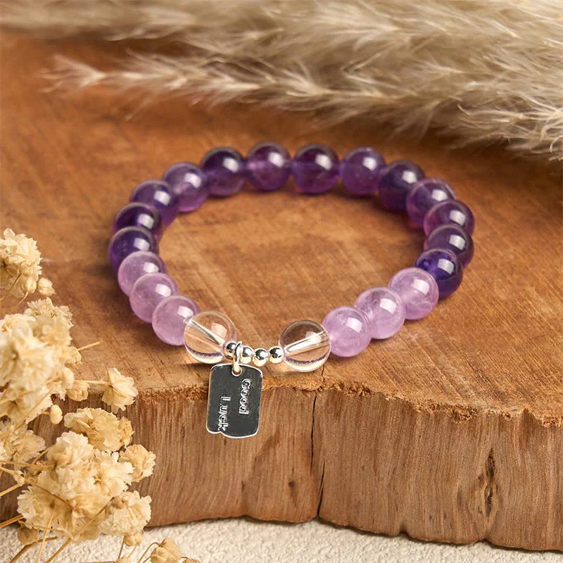 Bracciale portafortuna Buddha Stones, ametista, quarzo rosa e quarzo fragola - Image 2