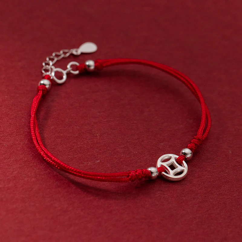 Bracciale portafortuna in argento sterling 925 con monete di rame cavo Buddha Stones - Image 2