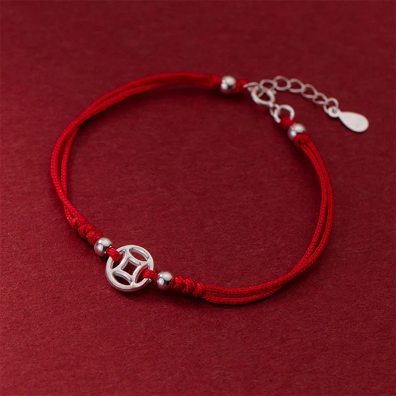 Bracciale portafortuna in argento sterling 925 con monete di rame cavo Buddha Stones - Image 3