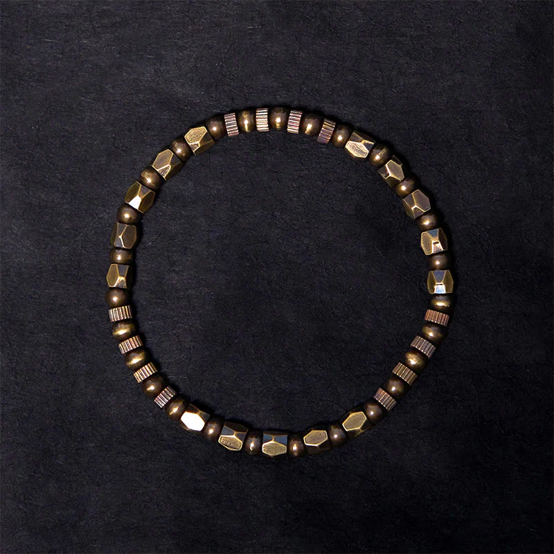 Bracciale portafortuna in ottone e rame con design irregolare e retrò, effetto anticato, Buddha Stones - Image 2