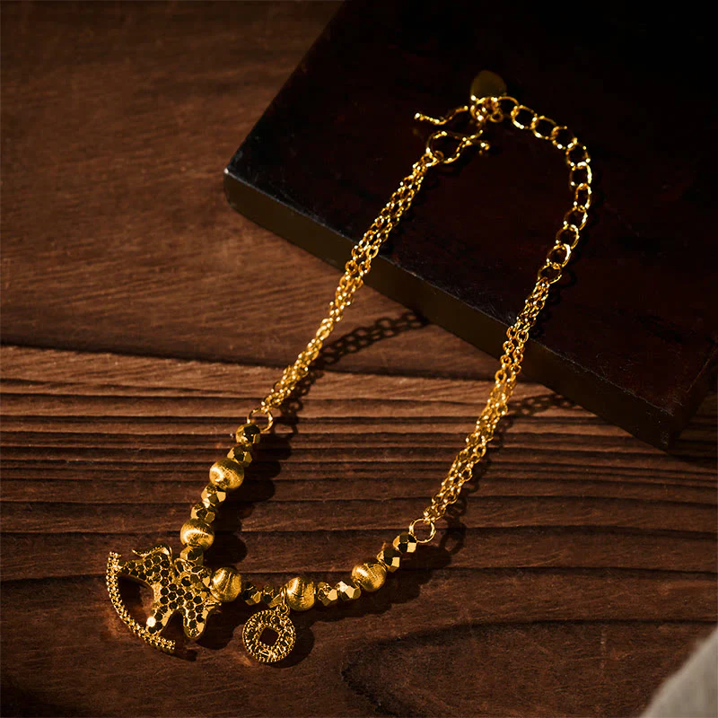 Bracciale portafortuna in rame placcato oro 24k con moneta e ciondolo a Buddha Stones zodiaco cinese dell'anno del cavallo - Image 6