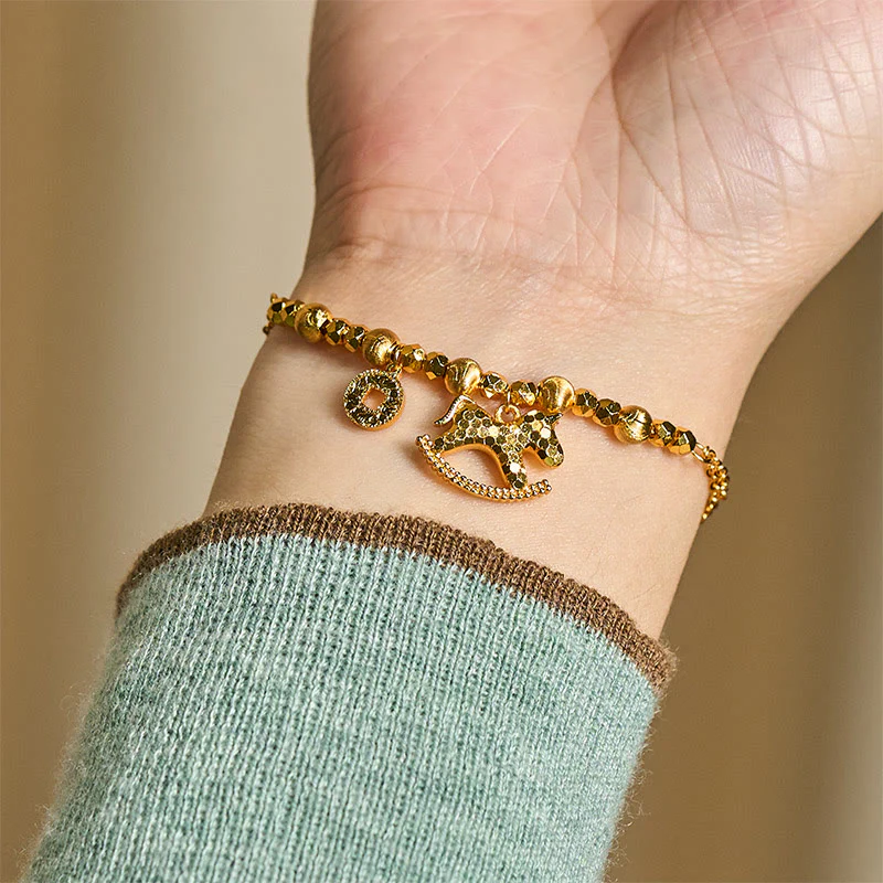 Bracciale portafortuna in rame placcato oro 24k con moneta e ciondolo a Buddha Stones zodiaco cinese dell'anno del cavallo - Image 8