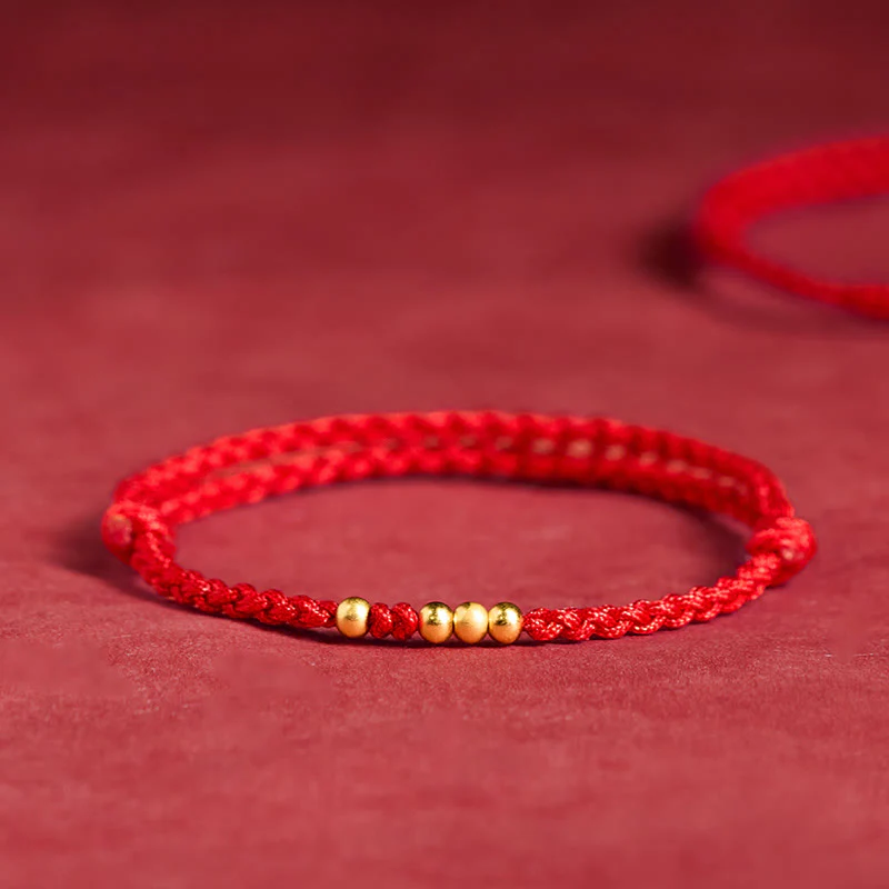 Bracciale regolabile con perline di collegamento in corda rossa placcate in argento sterling 925 Buddha Stones