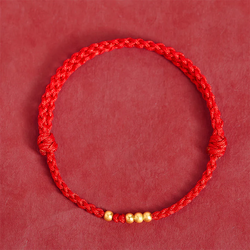 Bracciale regolabile con perline di collegamento in corda rossa placcate in argento sterling 925 Buddha Stones - Image 4