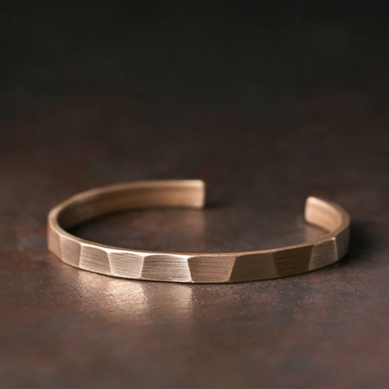 Bracciale regolabile con polsino in rame con design rustico vintage Wealth - Image 11