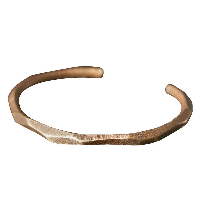 Bracciale rigido aperto per la cura di sé, in ottone e rame, lucidato a mano, con Buddha Stones - Image 9