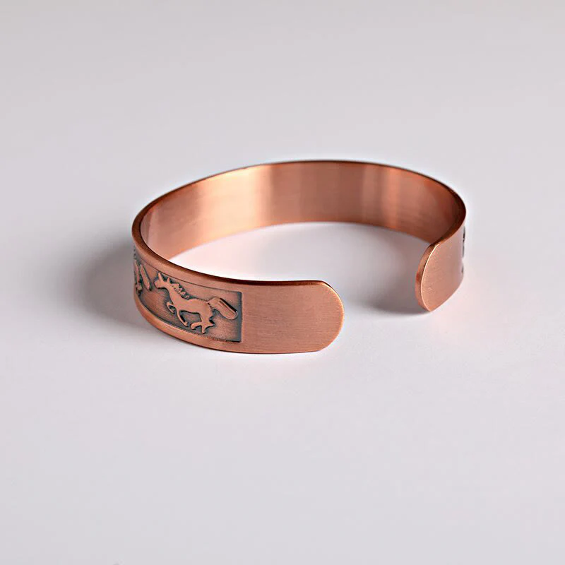 Bracciale rigido aperto per la cura di sé, in rame, Buddha Stones, anno del cavallo - Image 5