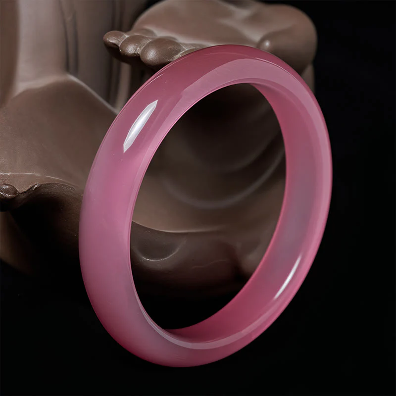 Bracciale rigido Buddha Stones pietra rosa occhio di gatto e ciondolo Peace Love - Image 2