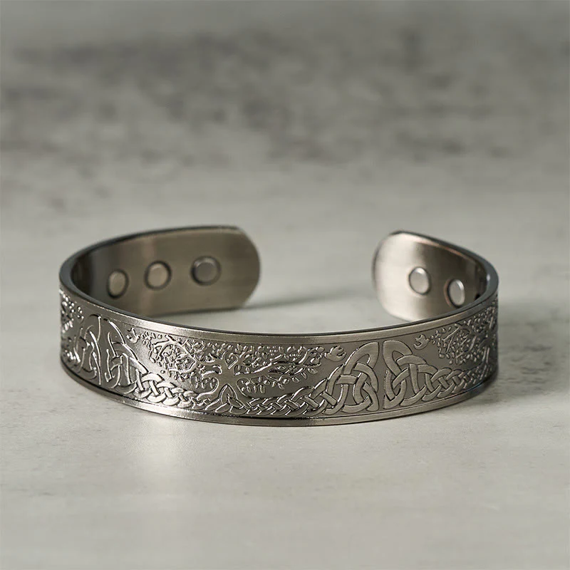 Bracciale rigido Buddha Stones The Tree Of Life in rame con equilibrio aperto e portafortuna