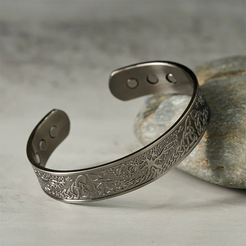 Bracciale rigido Buddha Stones The Tree Of Life in rame con equilibrio aperto e portafortuna - Image 2