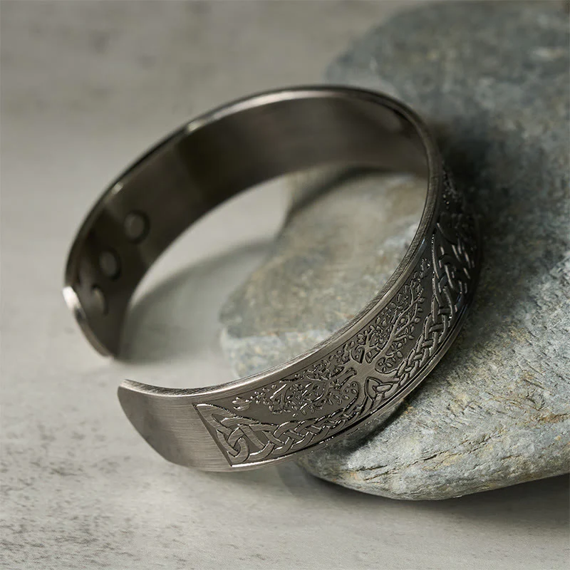 Bracciale rigido Buddha Stones The Tree Of Life in rame con equilibrio aperto e portafortuna - Image 3