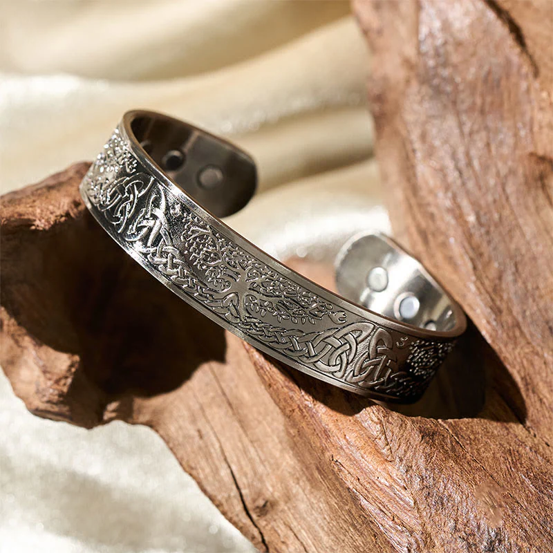 Bracciale rigido Buddha Stones The Tree Of Life in rame con equilibrio aperto e portafortuna - Image 4