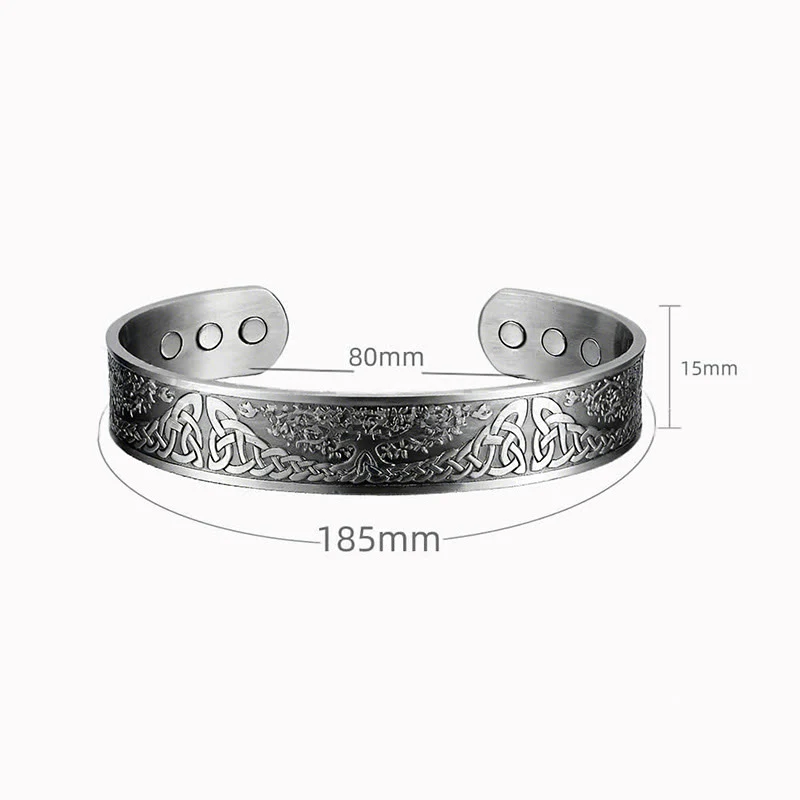 Bracciale rigido Buddha Stones The Tree Of Life in rame con equilibrio aperto e portafortuna - Image 9