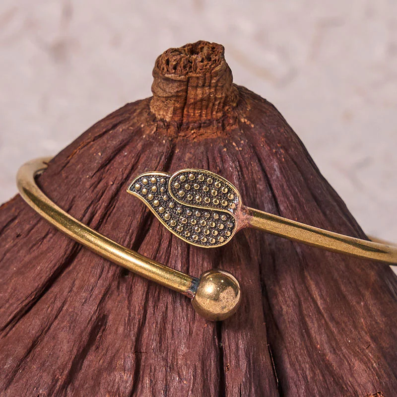 Bracciale rigido con perline di Buddha Stones , in ottone e rame, per fortuna e ricchezza - Image 4