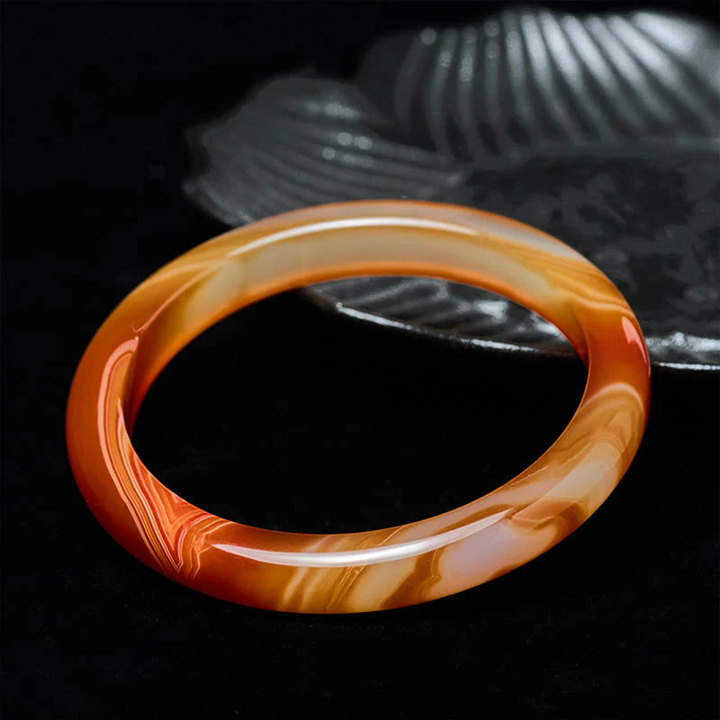 Bracciale rigido con polsino calmo in agata rossa venata Buddha Stones - Image 2