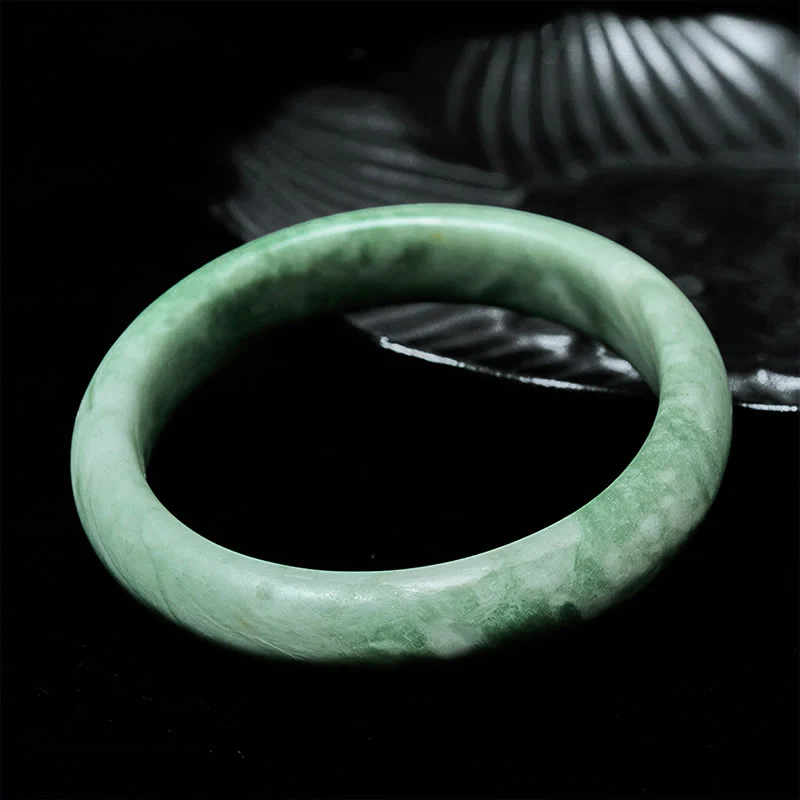 Bracciale rigido con polsino in giada naturale Buddha Stones, design semplice, prosperità - Image 3