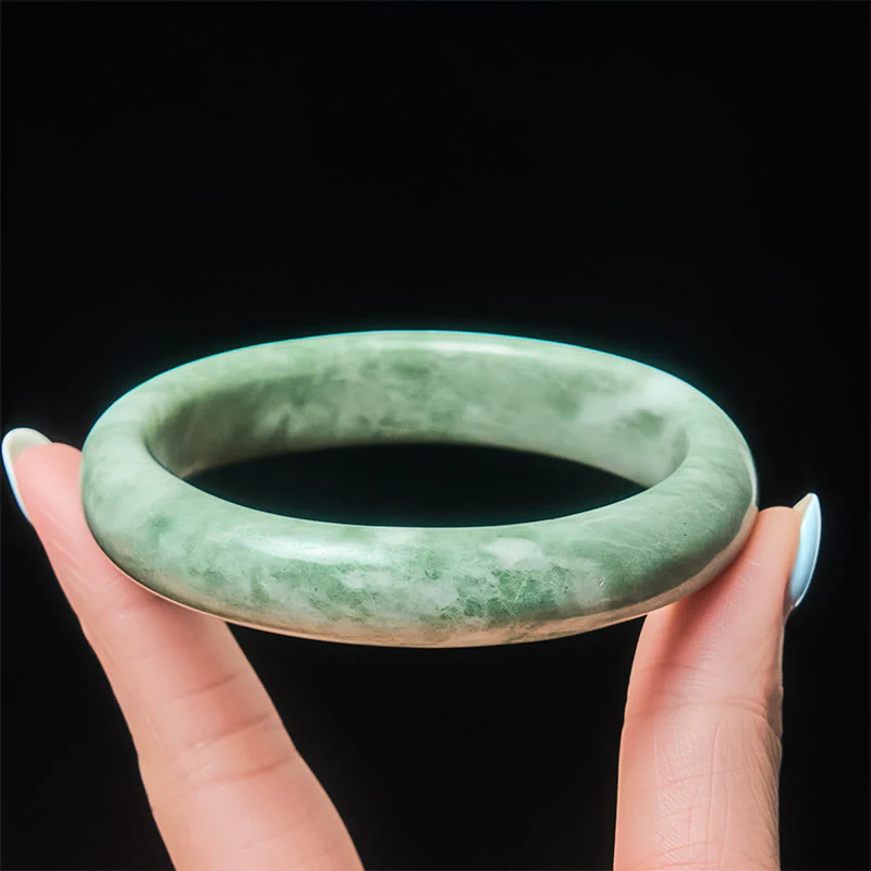 Bracciale rigido con polsino in giada naturale Buddha Stones, design semplice, prosperità - Image 4