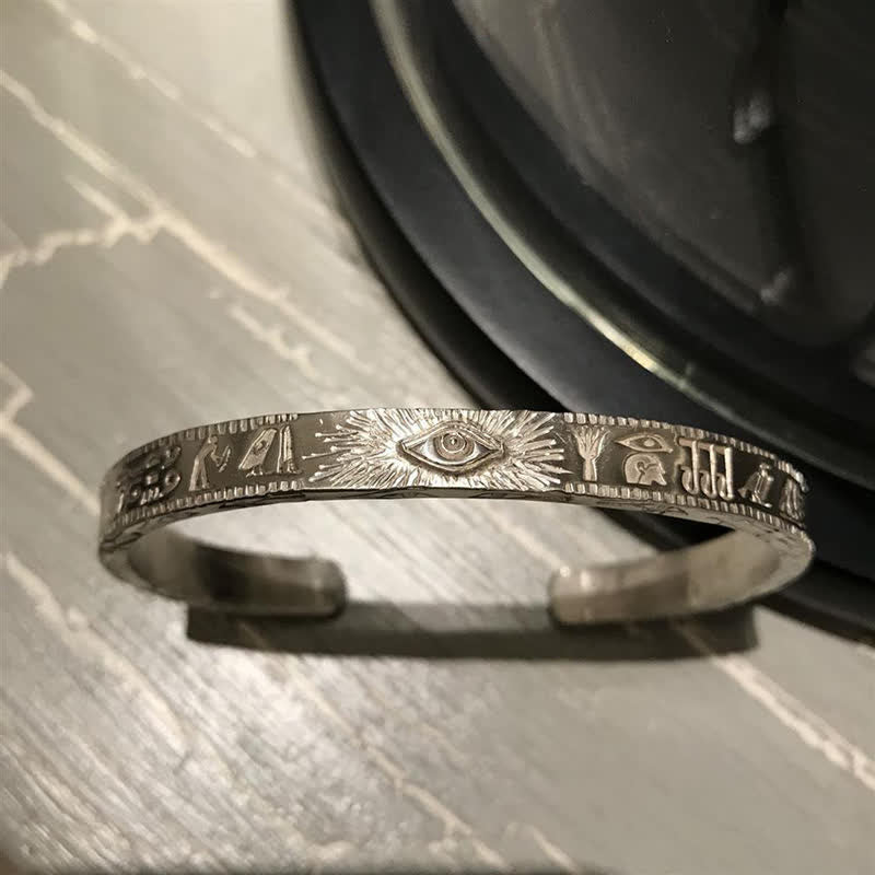 Bracciale rigido in rame con protezione dell'occhio di Horus Buddha Stones - Image 2