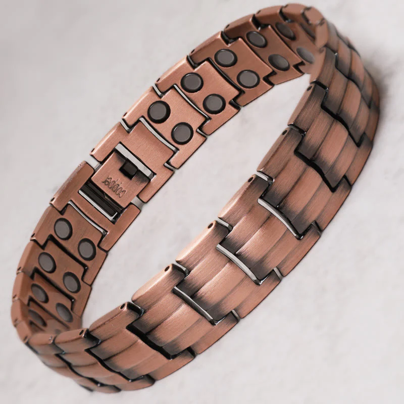Bracciale rigido magnetico vintage in rame massiccio