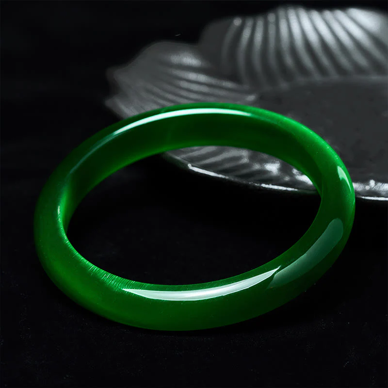 Bracciale rigido sottile con polsino in pietra verde occhio di gatto Buddha Stones, allevia lo stress e aumenta la ricchezza - Image 3