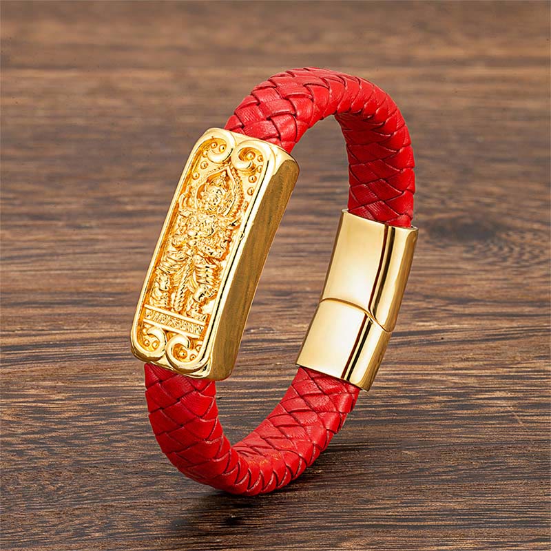 Bracciale rinforzato in pelle, acciaio al titanio Buddha Stones, simbolo del Buddha - Image 8