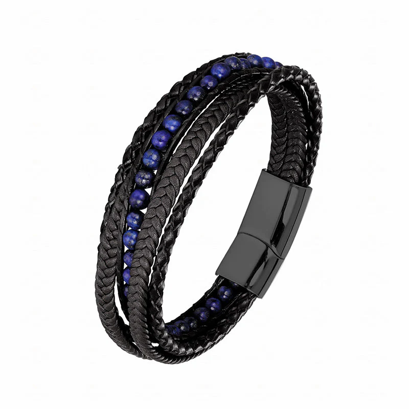 Bracciale rinforzato in pelle con perline, agata indiana, occhio di tigre Buddha Stones - Image 22
