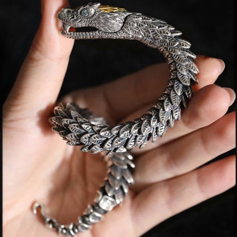 Braccialetto a catena di protezione con amuleto fatto a mano con drago e serpente , Buddha Stones - Image 4