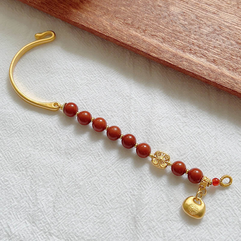 Braccialetto a mezzo lingotto con carattere Fu in agata rossa del sud Buddha Stones - Image 13