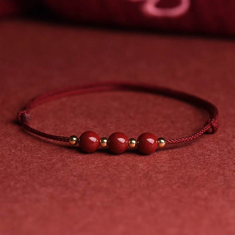 Braccialetto alla caviglia con cordino di benedizione in perline di cinabro fortunato naturale Buddha Stones - Image 15