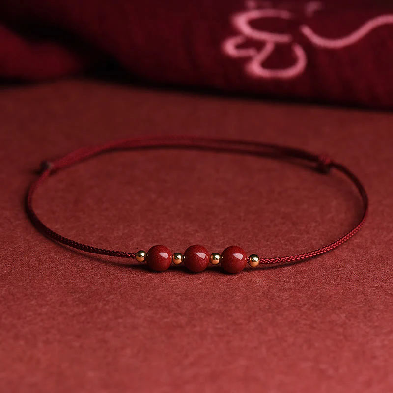 Braccialetto alla caviglia con cordino di benedizione in perline di cinabro fortunato naturale Buddha Stones - Image 19