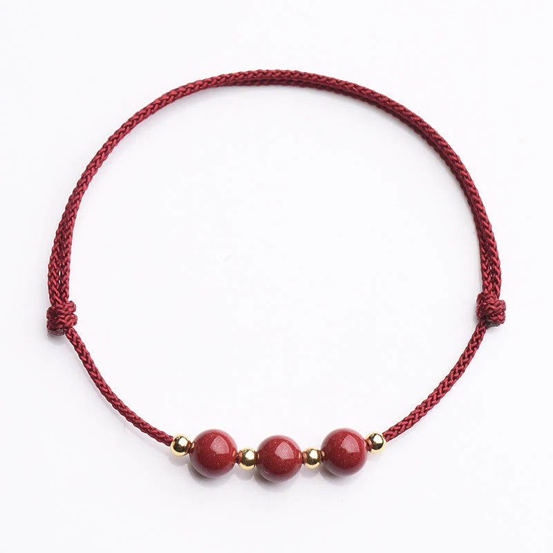 Braccialetto alla caviglia con cordino di benedizione in perline di cinabro fortunato naturale Buddha Stones - Image 20