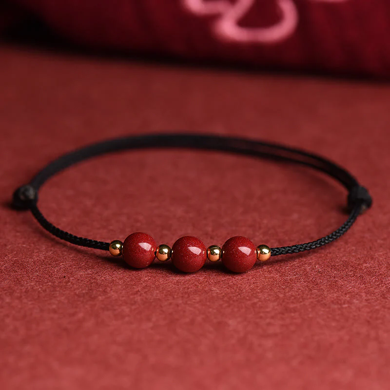 Braccialetto alla caviglia con cordino di benedizione in perline di cinabro fortunato naturale Buddha Stones - Image 25