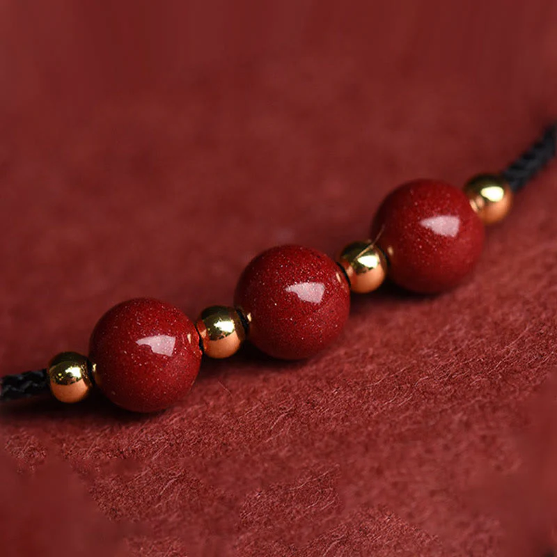 Braccialetto alla caviglia con cordino di benedizione in perline di cinabro fortunato naturale Buddha Stones - Image 26