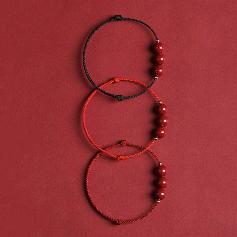 Braccialetto alla caviglia con cordino di benedizione in perline di cinabro fortunato naturale Buddha Stones - Image 29