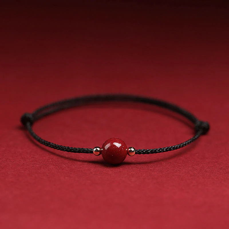 Braccialetto alla caviglia con cordino di benedizione in perline di cinabro fortunato naturale Buddha Stones - Image 8