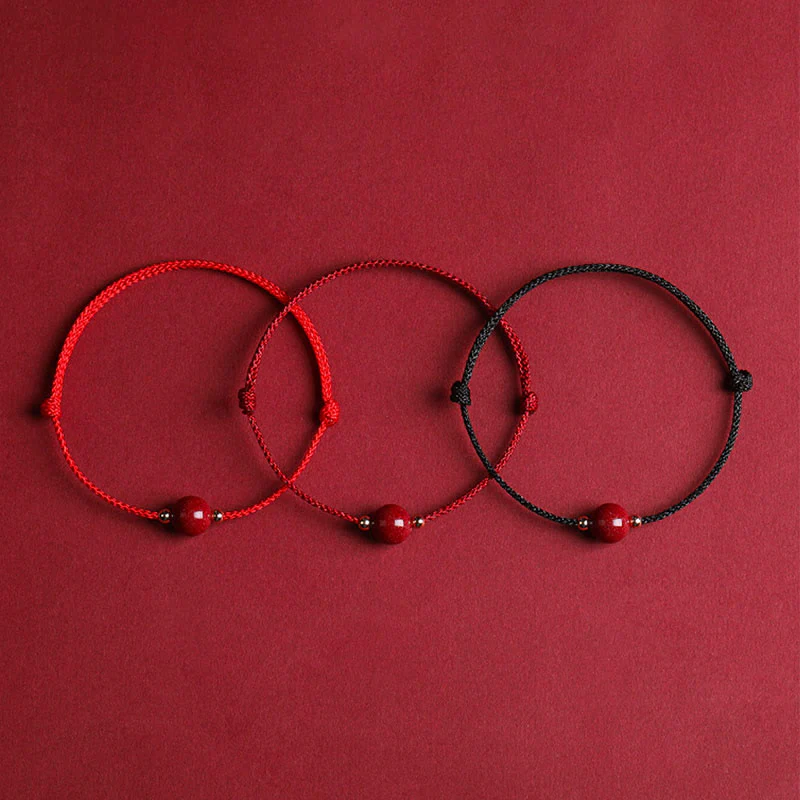 Braccialetto alla caviglia con cordino di benedizione in perline di cinabro fortunato naturale Buddha Stones - Image 9